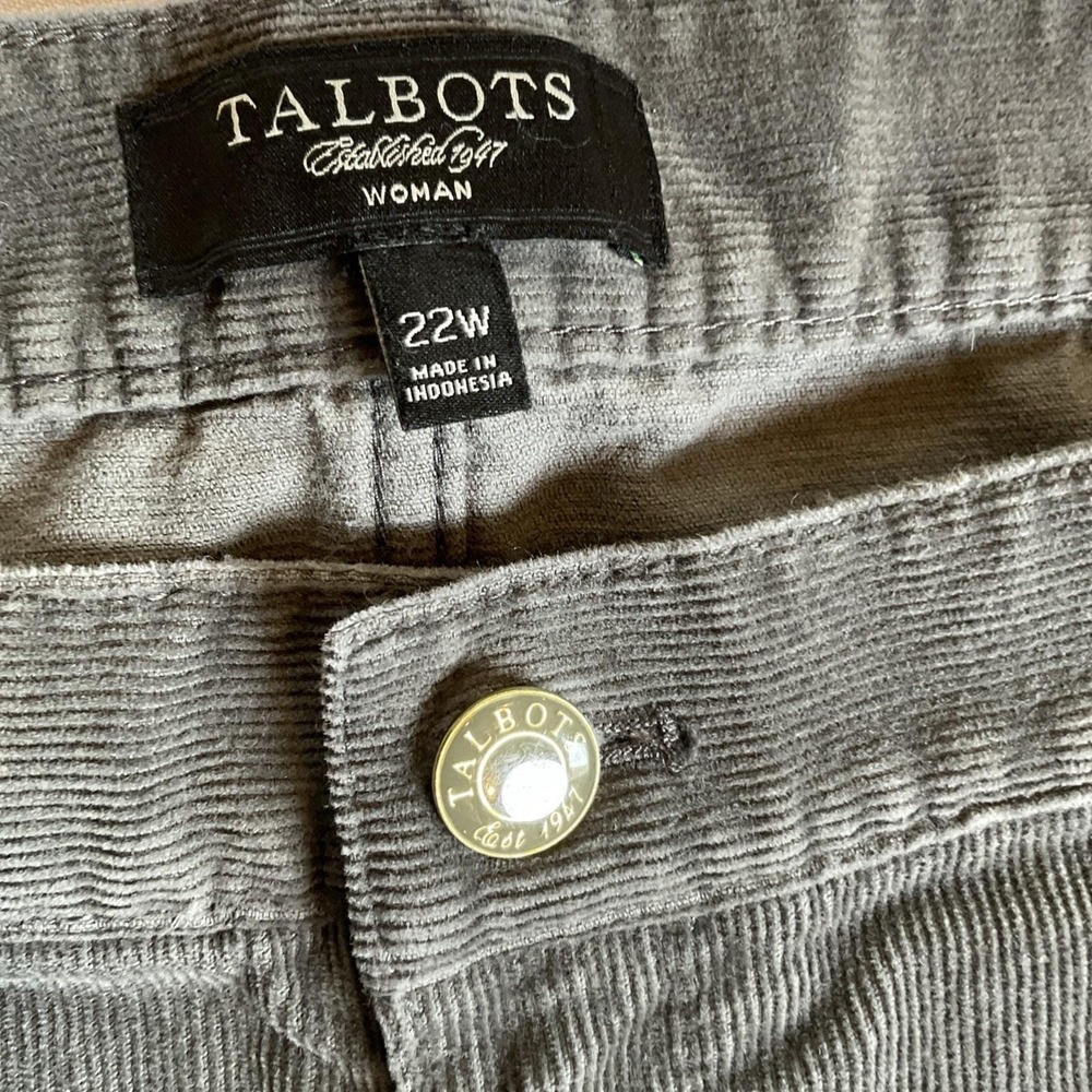 Talbots Gray‎ Fine Wale Corduroy Pants Women's Size 22 Vintage 90s Y2K - Picture 9 of 10